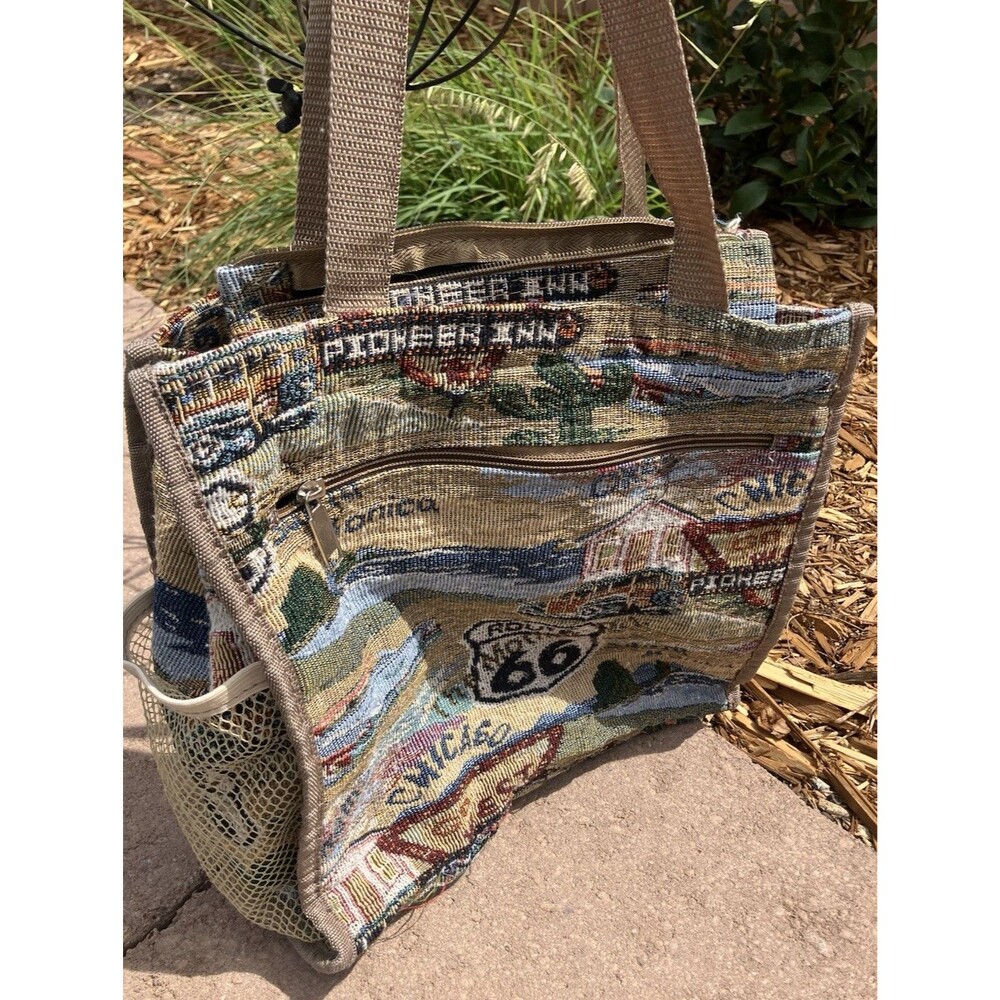 Route 66 Americana Tapestry Tote Bag Pioneer Inn Classic Cars Bag
